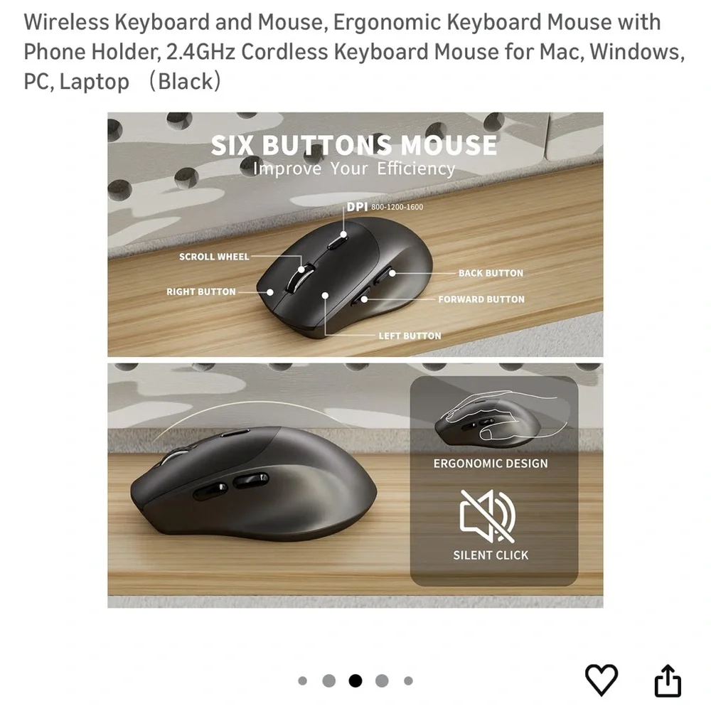 Wireless Black Keyboard and Mouse Set